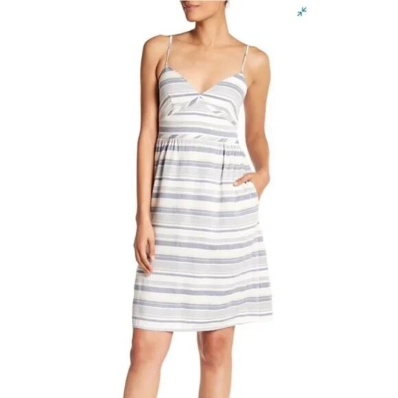 Theory Dresses & Skirts - Theory Womens Blue White Melaena Haviana Striped Classic Mini Sundress Size 4